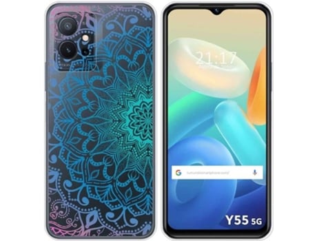 Carcasa para Vivo Y55 5G TUMUNDOSMARTPHONE Dibujos Transparente Mandala Multicolor