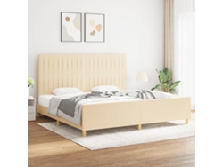Cama Sin Colchón Tela Color Crema 200x200 Cm