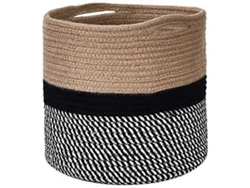 Cesta de lavandería de cuerda de algodón trenzado de 28 x 28 cm, cesta plegable para guardar juguetes de baño.