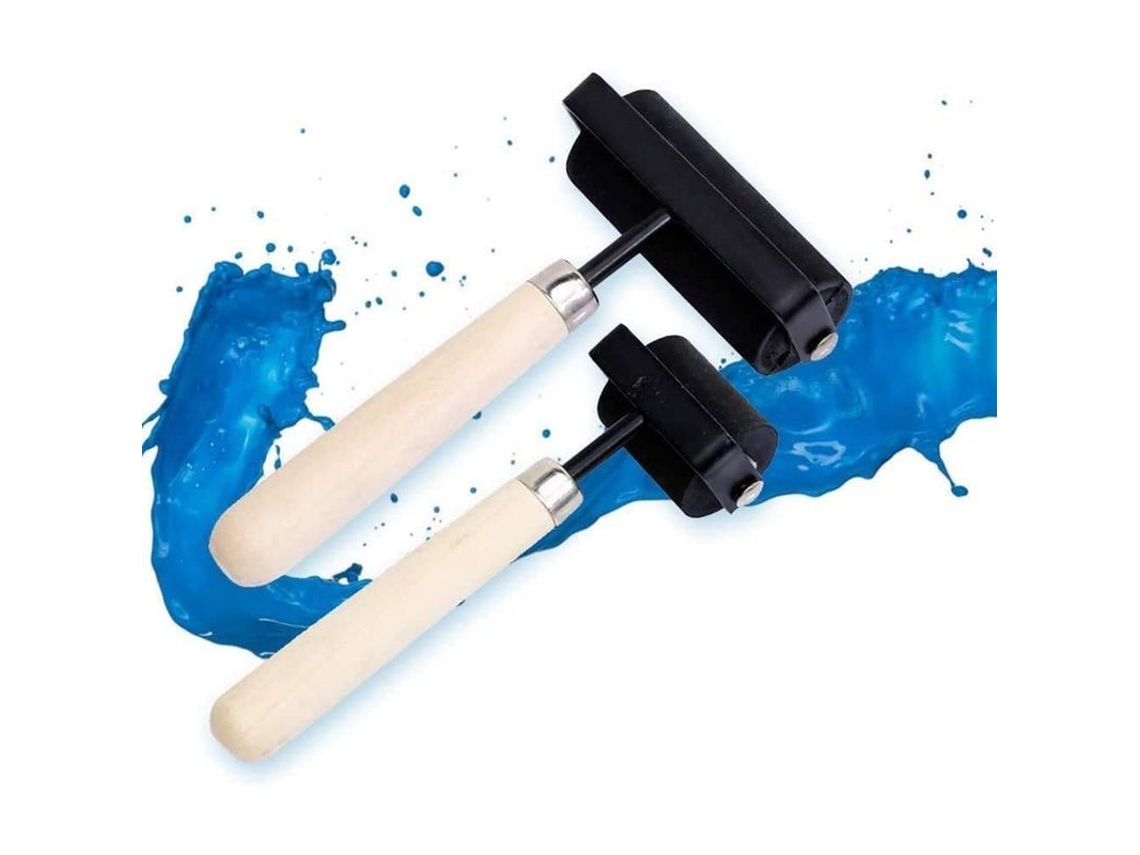 Rolo de borracha 2026 de 1,5 e 3 polegadas, ferramenta com estrutura metálica resistente, ideal para fitas antiderrapantes e trabalhos manuais.