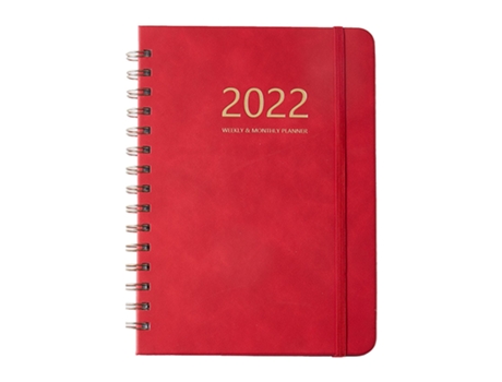 Cuaderno A5, agenda escolar 2022, cuaderno con horario semanal diario, cuadernos de ejercicios en espiral de 160 páginas rojo