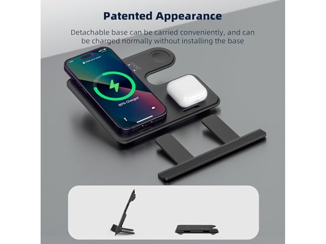 Cargador inalámbrico en 1, estación de carga inductiva de 18 W
