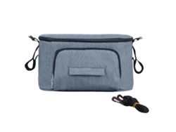 Bolsa Organizadora De Gran Capacidad Para Cochecito De Bebé En Tela Oxford Gris Con Correa.