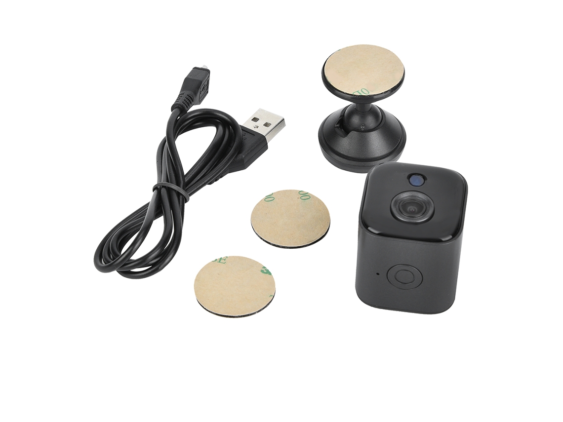 Mini videocámara 1080p con Wi-Fi y visión nocturna infrarroja.