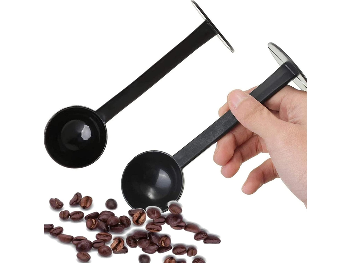 Cuchara medidora de café espresso de 10 g, 2 unidades, 15 cm, material apto para uso alimentario, multiusos, fácil de limpiar, color negro.