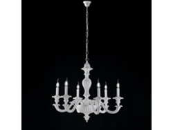 Leonardo - Lámpara De Araña Shabby De Madera Blanca 6 Luces 130 - Ø74 - Bl180-6-bco