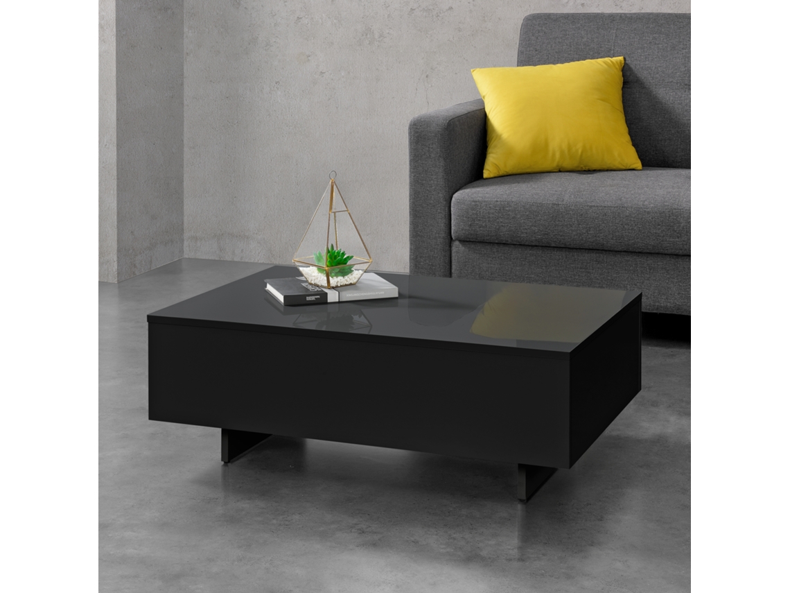 Mesa de Centro [EN.CASA] Vänersborg  (Negro - Tablero Recubierto De Melamina - 85 x 55 x 31 cm)