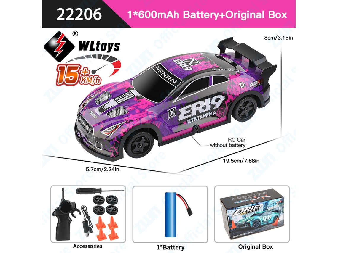 Coche todoterreno teledirigido 122 4x4, 2,4 GHz, con luz LED, para niños, color morado, Aeuzwr