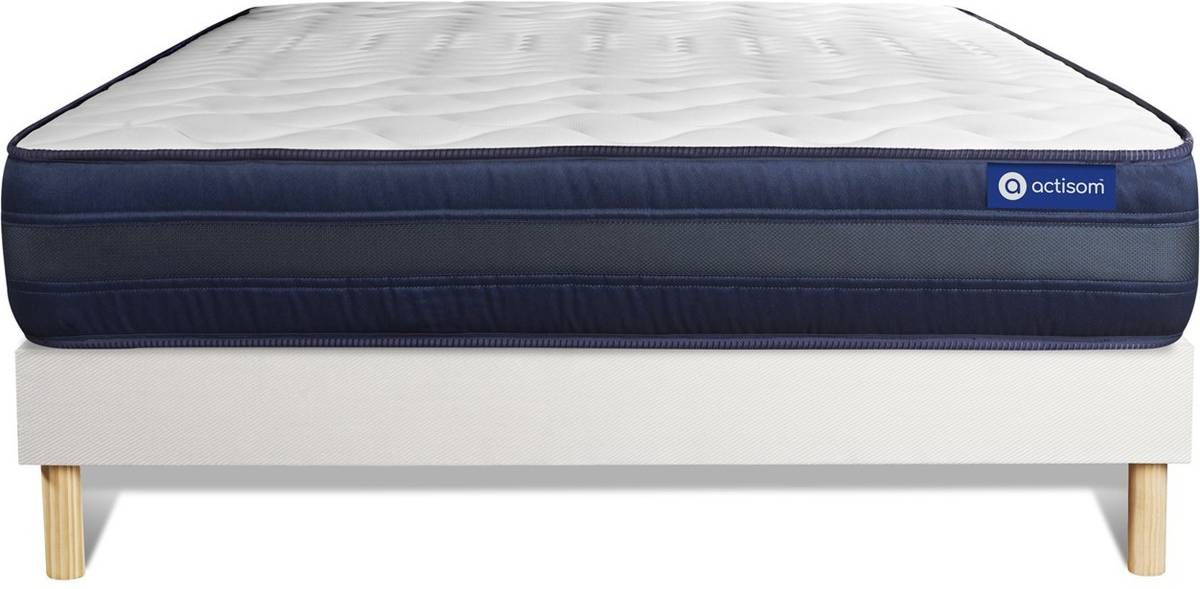 Pack Actiflex Tech 140x190cm somier blanco muelles ensacados y espuma conjunto de actisom 140x190