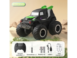 Coche Anfibio Acrobático Teledirigido 4x4 Todoterreno De 2,4 Ghz Con 2 Baterías, Juguete Para Niños Y Niñas, Color Verde.