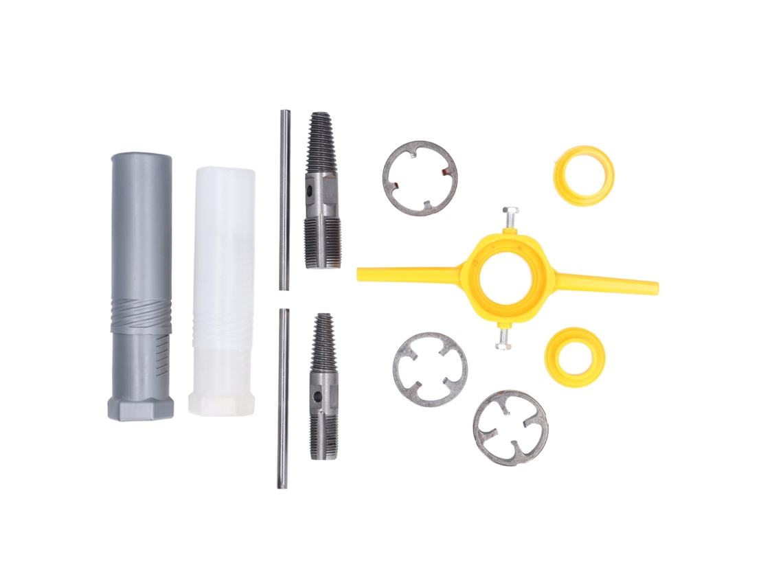 Herramienta Para Roscar Tuberías Para Fontanería Con Terrajas Npt De 1/2, 3/4 Y 1 Pulgada, Fabricada En Abs Y Acero Aleado.