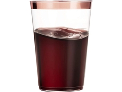 50 Vasos De Plástico Desechables De 355 Ml Con Borde Dorado Para Bodas O Fiestas.