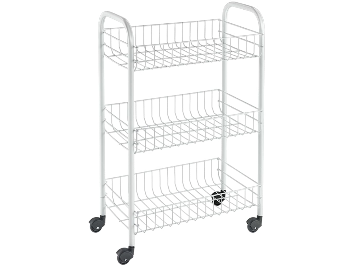 Metaltex Carrito de cocina con 3 cestas Siena blanco