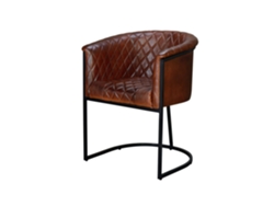 Cadeira em Couro Natural com Pernas de Metal Cor Castanho GINER Y COLOMER 76x60x62