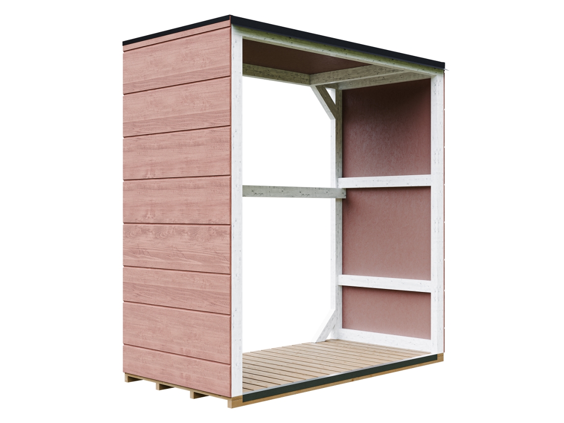 Refugio para leña exterior 1,14 m² 75 x 153 x H159 cm Timbela M980 1 Redwood Red