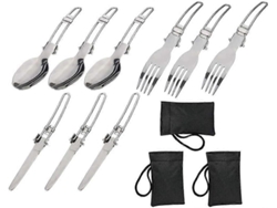 Juego de cubiertos para camping de 3 piezas (tenedor, cuchillo y cuchara)