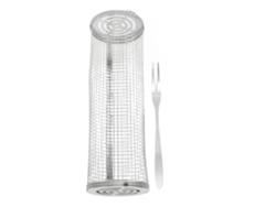 Cesta Giratoria De Acero Inoxidable Para Barbacoa Con Malla Abierta Para Pescado, Verduras Y Patatas Fritas.