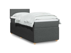 Cama Box Spring Con Colchón Tela Gris Oscuro 90x190 Cm