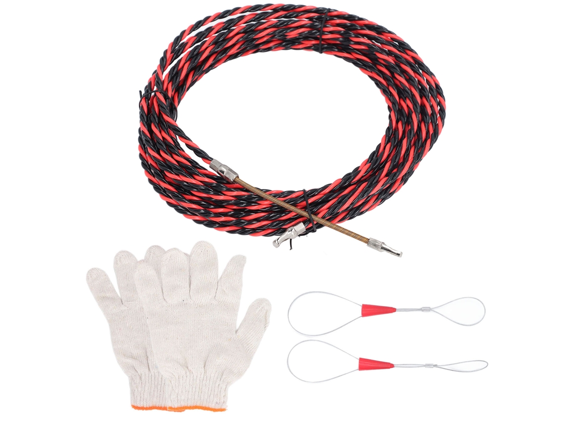 Hilo Eléctrico Threader Cabeza Plana Herramienta Manual De Pasaje De Cables Con Guantes Y Cintas 15m/49.2ft
