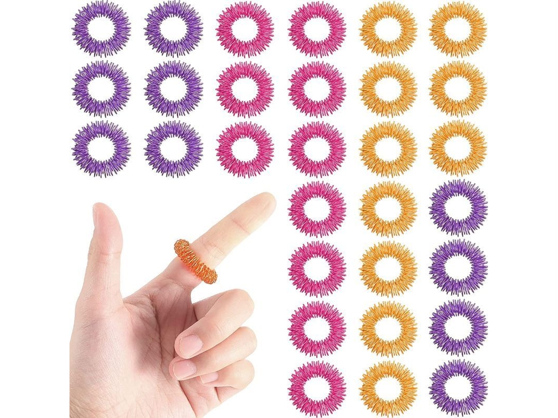 30 Anillos De Acupresión, Juego De Anillos Sensoriales Con Púas Para Adolescentes Y Adultos, Reductor De Estrés Silencioso Y Masajeador.