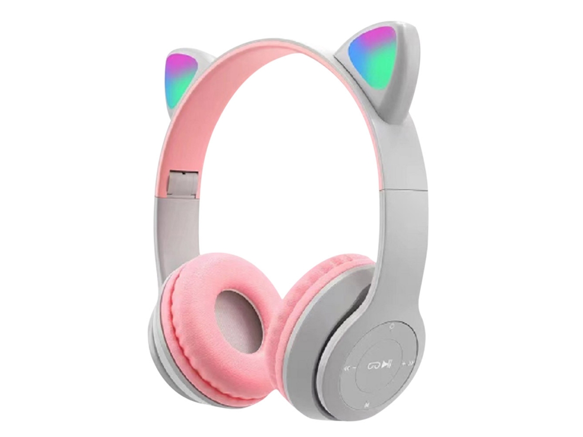 Auriculares Para Juegos Con Orejas De Gato, Supraaurales, Estéreo, Graves Potentes Para Pc Y Teléfono (gris)