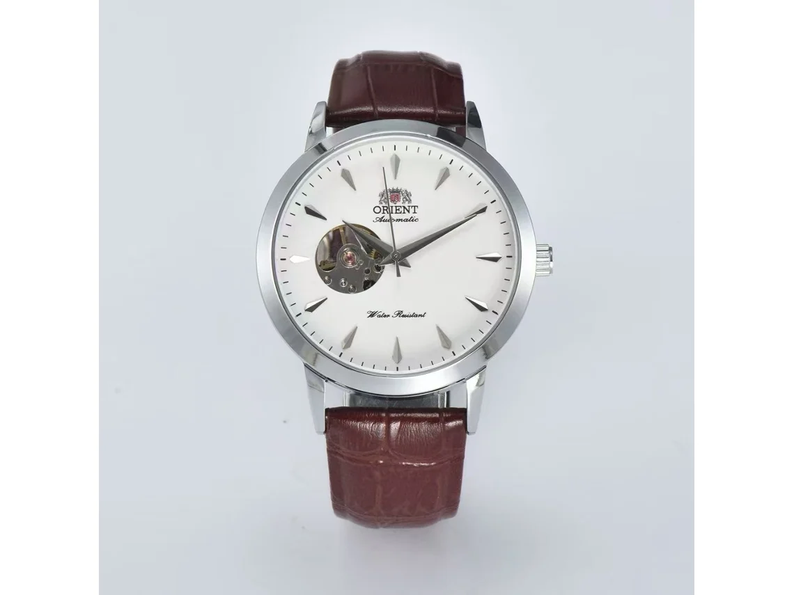 Reloj Orient Reloj mecánico automático multifuncional, caja de acero inoxidable, correa de piel auténtica.