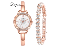 Reloj De Pulsera De Cuarzo Para Mujer, Pulsera Sencilla Y Elegante, Conjunto En Oro Rosa Y Blanco.