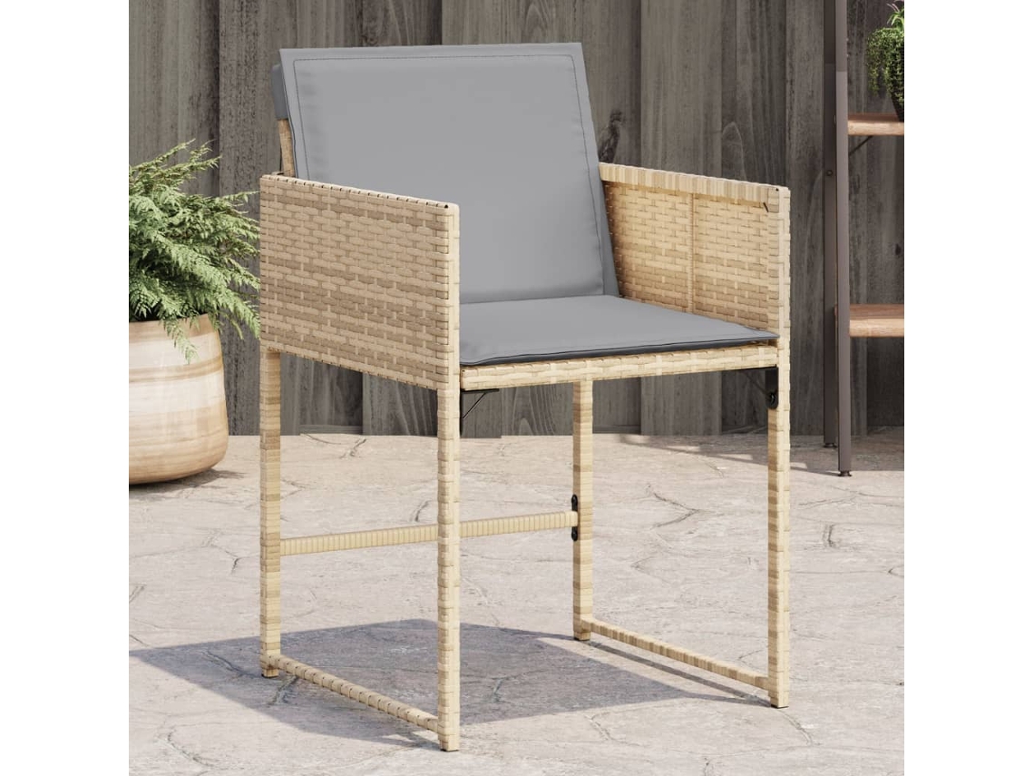 Sillas de jardín con cojines, 4 piezas, mimbre sintético beige mixto, Dkd Home Decor
