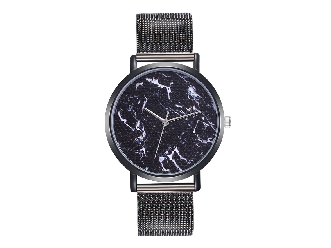 Reloj De Cuarzo Unisex Con Correa De Malla De Aleación Zhoulianfa Negro