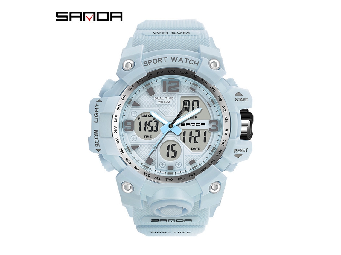 Reloj Electrónico De Moda (azul Niebla mujer) Con Acabado Luminoso, Resistente Al Agua, A Prueba De Golpes Y Con Alarma.