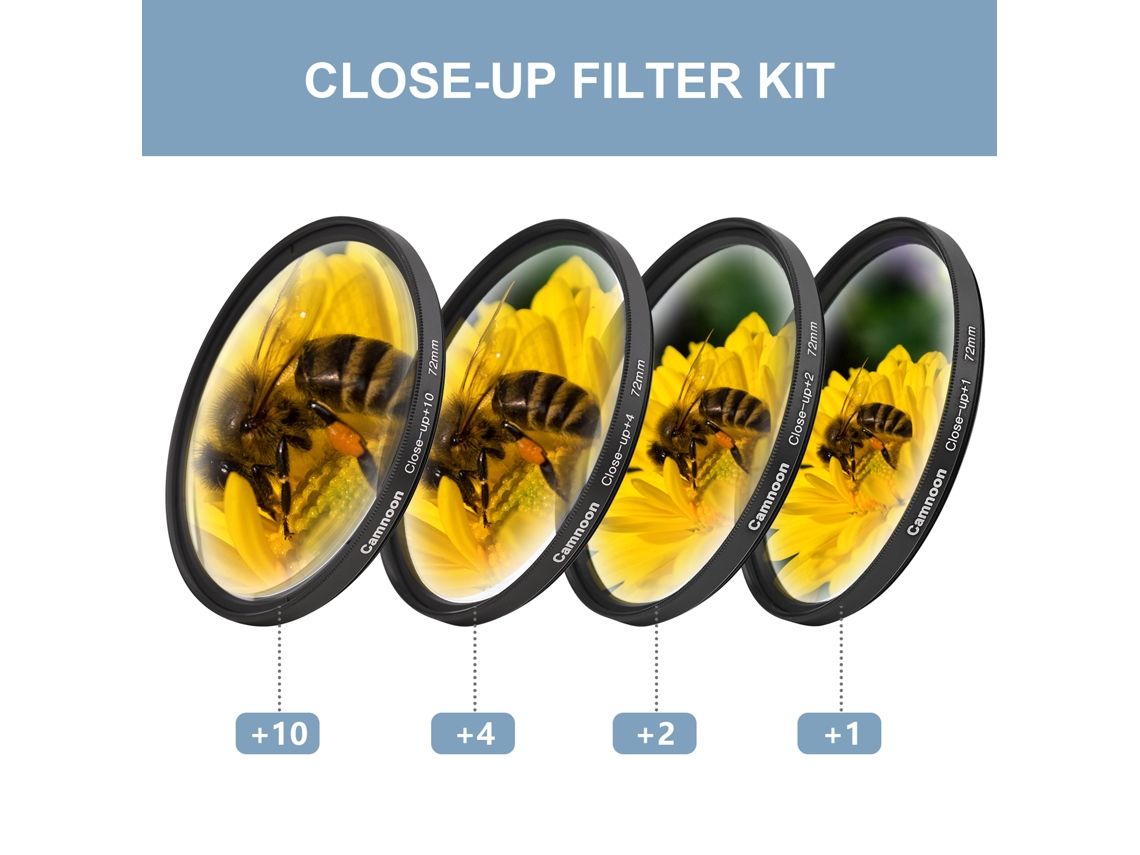 Kit de filtros de aproximación para objetivos macro Canon, Nikon y Sony, filtros de zoom.