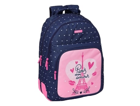 Mochila Escolar SAFTA Paris (Rosa - Azul marino - Poliéster 300D)