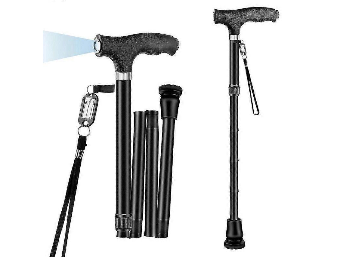 Bastón plegable con luz, bastón plegable para personas mayores (hombres y mujeres), ayuda para caminar plegable.