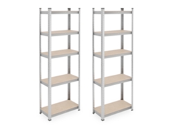 Relaxdays Conjunto De 2 Prateleiras Pesadas, Hxlxp: 180x60x30 Cm, 500 Kg, Aço, Prateleiras, Garagem, Prateado