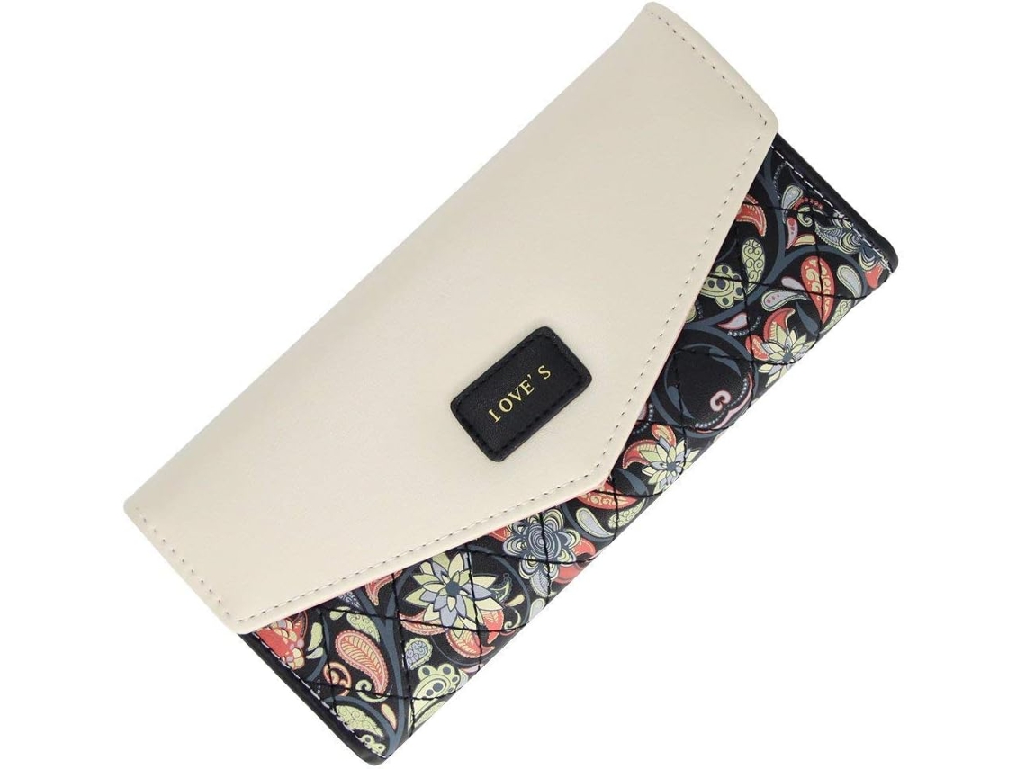 Cartera pequeña negra con estampado floral, compacta y ligera, para mujer, Tommy01