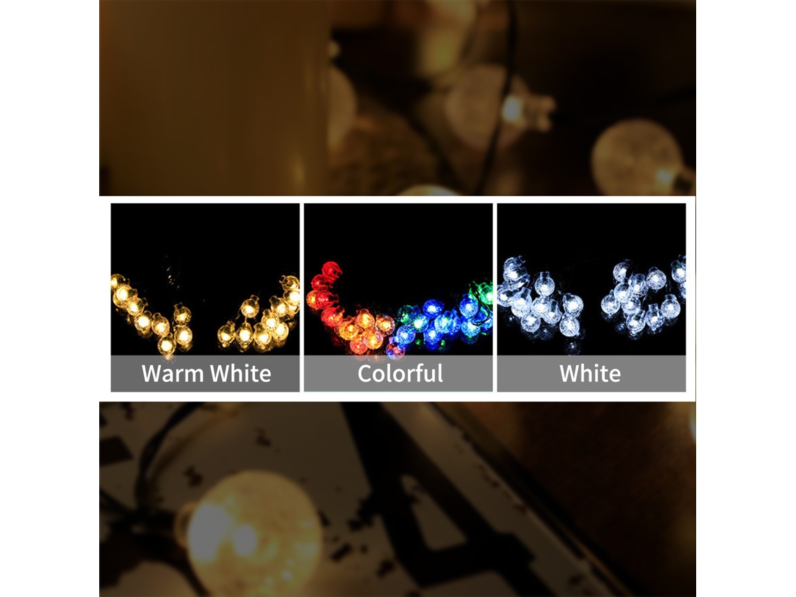 Guirnalda De Luces Led Solares, 30 Bombillas Redondas, Impermeables, Para Jardín/fiestas Al Aire Libre.