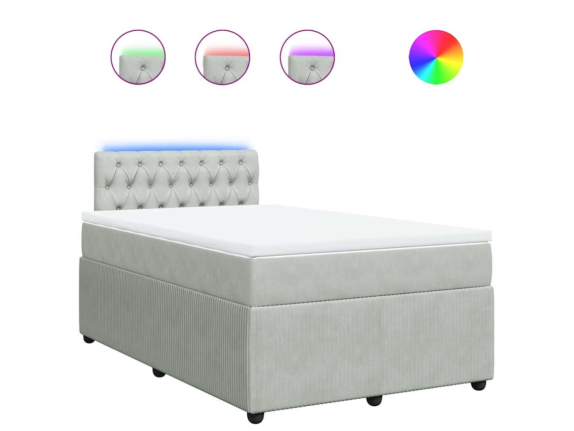 Maison Exclusive - Cama Box Spring Con Colchón Terciopelo Gris Claro 120x190 Cm