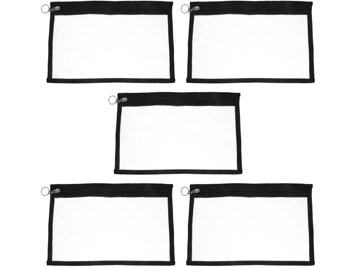 Paquete Compacto De 5 Bolsas Transparentes De Pvc Impermeables Negras Para Almacenamiento De Suministros