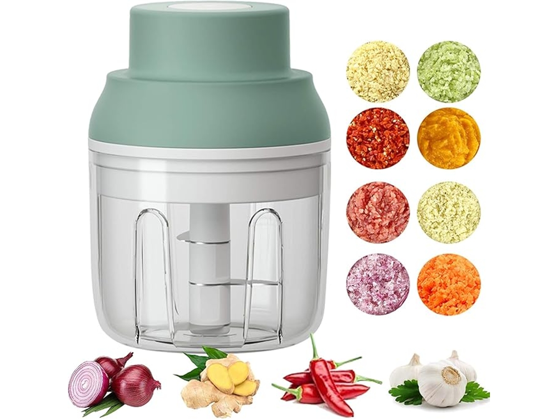 Molinillo de ajo portátil de 250 ml con carga USB para verduras, pimientos, jengibre, carne y frutos secos.
