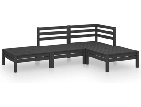 Conjunto 4 de muebles de jardín VIDAXL madera de pino maciza negro