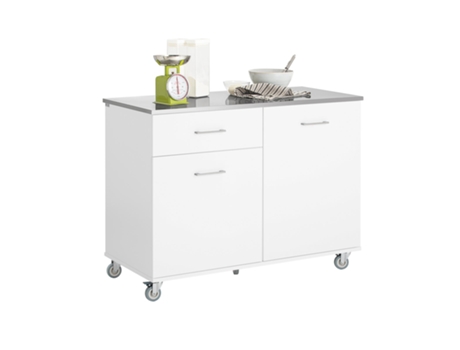 Carro de Cocina SoBuy FKW117-W con 1 Cajón y 2 Puertas Blanco 120 x 56 x 90 cm