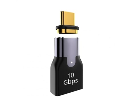 Adaptador magnético OTG USB tipo C Usb3.0 hembra a conector macho tipo c 10 gbps carga rápida cabeza recta negra