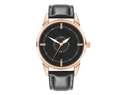 Reloj Analógico Para Hombre De Cuero Pu Pulsera De Cuero Reloj De Cuarzo Negro