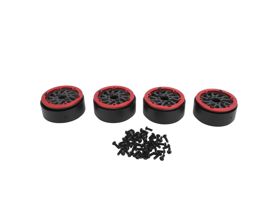 4 Neumáticos De Fibra De Carbono De 1,9 Pulgadas Con Llanta De Bloqueo, Ligeros, Para Coches Rc A Escala 1/10, Color Rojo, 59 Mm.