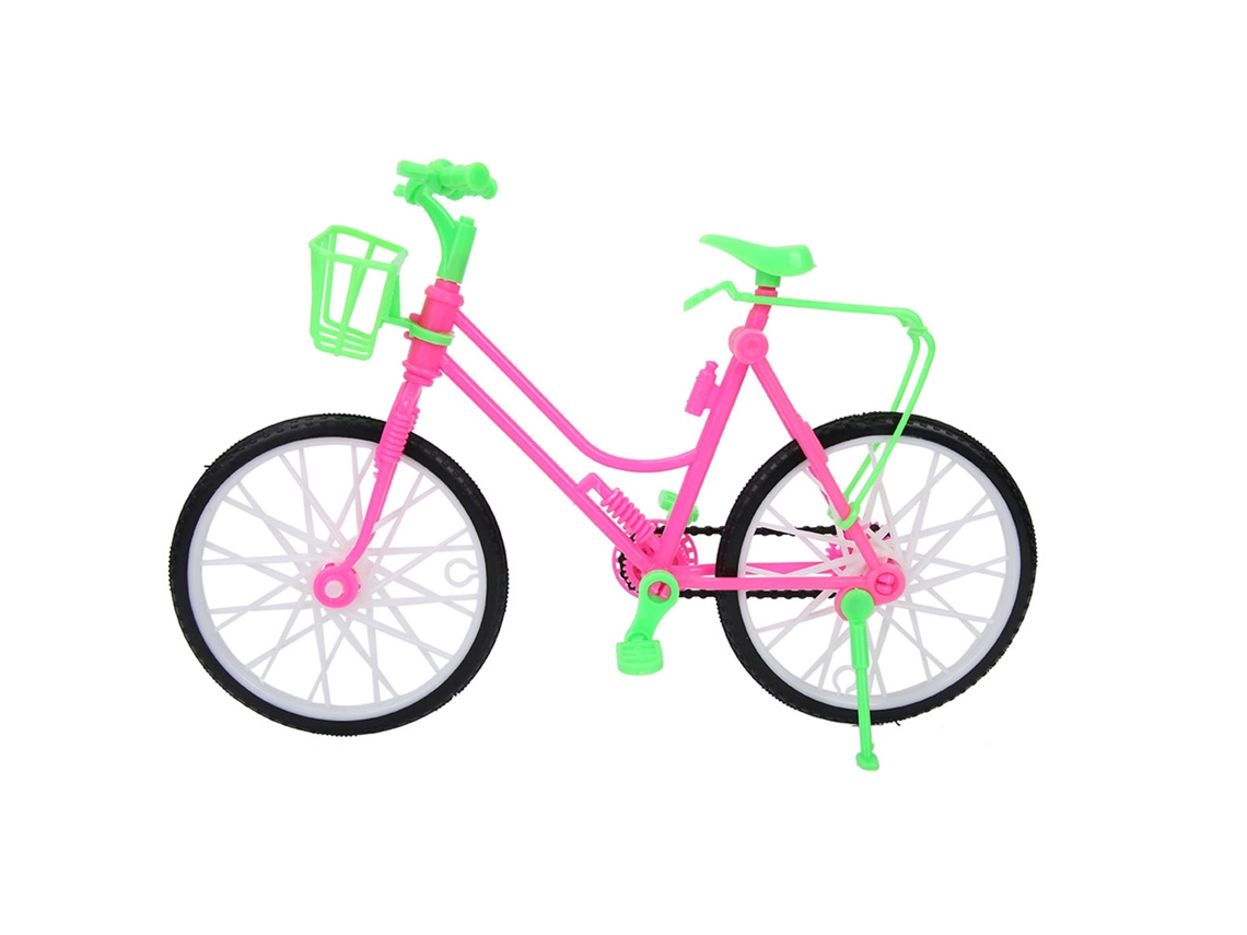 Bjww - Bicicleta de boneca de plástico com cestinha, acessório para atividades ao ar livre.