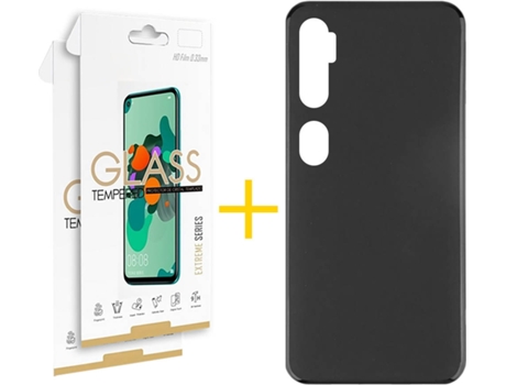 Kit Funda + 2 Protectores de Pantalla Xiaomi Mi Note 10 Pro ACCETEL Liso (Negro)