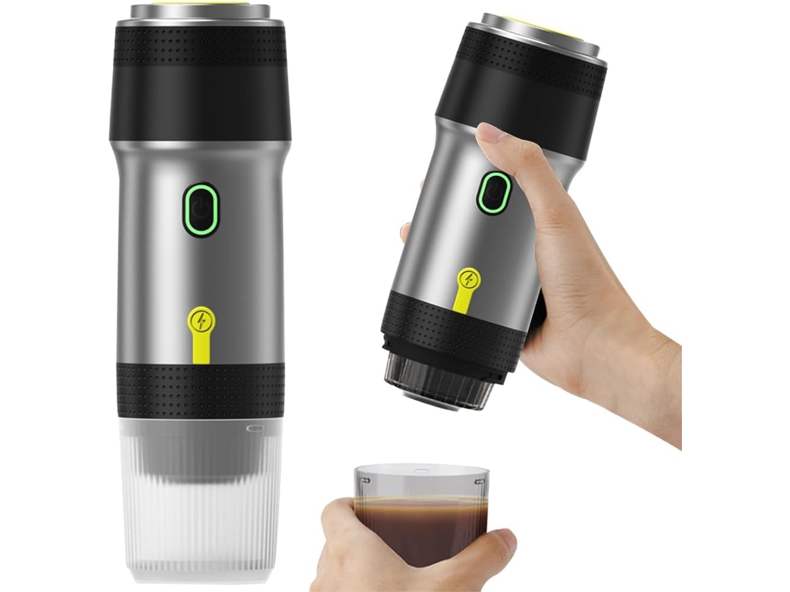 Cafetera portátil 3 en 1 eléctrica con calefacción USB, cápsula de polvo concentrado, doble uso, color plateado Cuich
