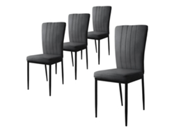 Conjunto de 4 Cadeiras de Jantar ML-DESIGN Cinzentas com Capa de Veludo e Pernas de Metal