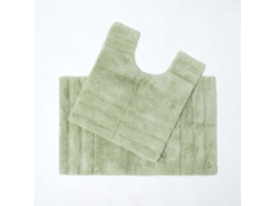 Homescapes Spa Supreme Luxury Sage Green Bath Mat And Pedestal Set