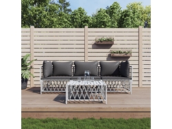 Conjunto de salón de jardín de 4 piezas con cojines, acero blanco, Dkd Home Decor